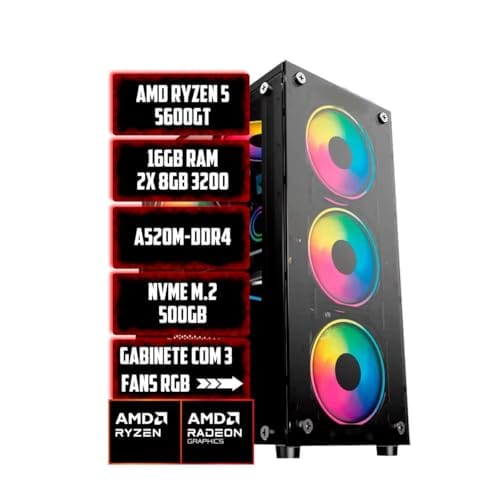 Pc Gamer Amd Ryzen 5 5600GT, Radeon™ Graphics Vega 7, 16gb Ram, Nvme 500gb, Gabinete Rgb 3 fans
