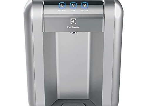 Purificador de Água Gelada Fria e Natural Elétrico Compacto Eletronico placa Electrolux cinza prata com Painel Touch Bivolt PE11X