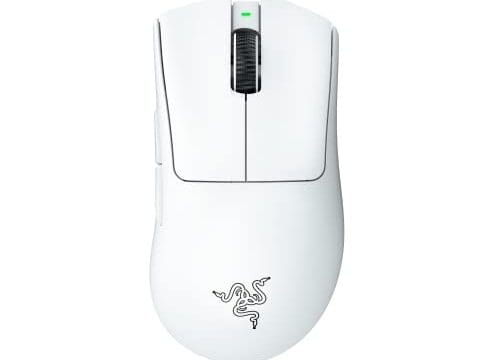 Razer Mouse para jogos sem fio DeathAdder V3 Pro: ergonômico leve de 64 g - Sensor óptico de 30K DPI - Interruptores ópticos de 3ª geração - 8 controles programáveis - Bateria de até 90 horas - Branco