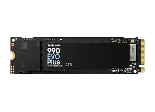 SAMSUNG SSD 990 EVO Plus 4TB, PCIe 4.0 x4 M.2 2280, velocidades de até 7.250 MB/s, armazenamento de atualização para PC/laptops, tecnologia HMB e turbogravação inteligente (MZ-V9S4T0B/AM)