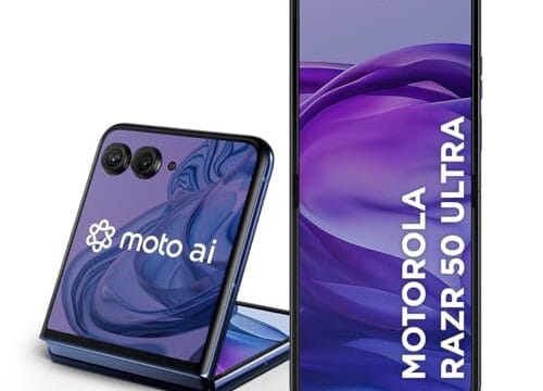 Smartphone Motorola Razr 50 Ultra - 512GB 24GB (12GB RAM+12GB Ram Boost) Tela dobrável 6,9" pOLED e externa 4” Moto AI camera IPX8 Navy Blue - Vegan Leather
