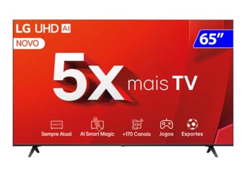 Smart TV 4K 65" LG UHD 65UT8050 Processador α5 Ger7 AI Alexa/Chromecast integrado Otimizador de Jogos webOS 24 Controle Smart Magic