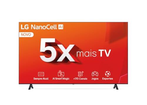 Smart TV 4K 70" LG NanoCell 70NANO80T Processador α5 Ger7 AI Hub de Esportes Alexa/Chromecast integrado webOS 24 Controle Smart Magic