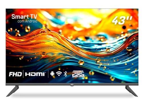 Smart TV HQ 43" Full HD tela sem bordas Android 12 design Slim HQS43NKHM