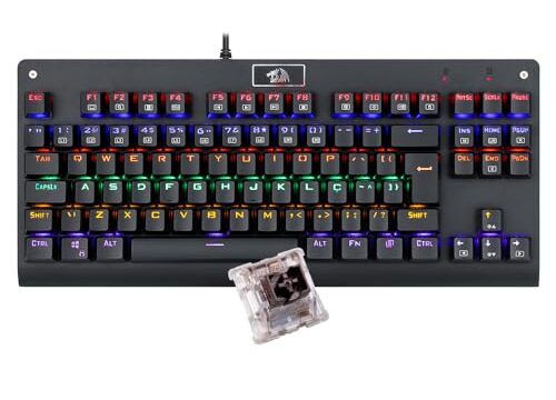 Teclado Mecânico Redragon Dark Avenger Preto Iluminação Rainbow Switch Azul K568R