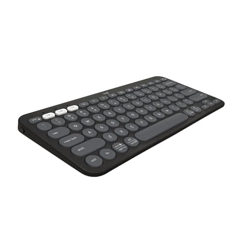 Teclado sem fio Logitech Pebble Keys 2 K380s com Conexão Bluetooth Easy-Switch e Pilha Inclusa - Compatível com PC, Mac, Chrome OS, Android, iOS e Apple TV, Layout US - Grafite