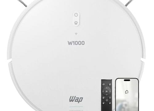 WAP Robô Aspirador de Pó ROBOT W1000 – Mapeamento de Tempo Real GYRO, Base de Carregamento, Passa Pano, 3 Níveis de Sucção, 5 Modos de Limpeza, Compatível com Alexa e Google