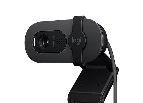 Webcam Full HD Logitech Brio 100 com Microfone Integrado, Proteção de Privacidade, Correção Automática de Luz e Conexão USB-A - Grafite