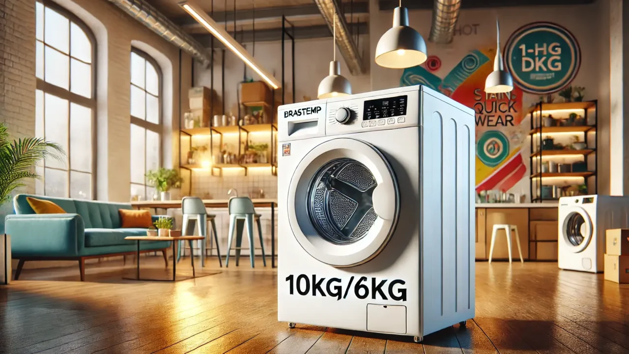 Lava e Seca Brastemp 10kg/6kg Branca: Água Quente, Ciclo Tira Manchas e 1h Pronto para Vestir