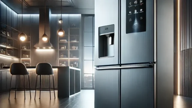 Geladeira Samsung RF49A Inverter Frost Free 3 Portas com Dispenser de Água 470L Inox Look 220V