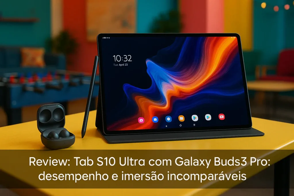 Tab S10 Ultra com Galaxy Buds3 Pro: desempenho e imersão incomparáveis