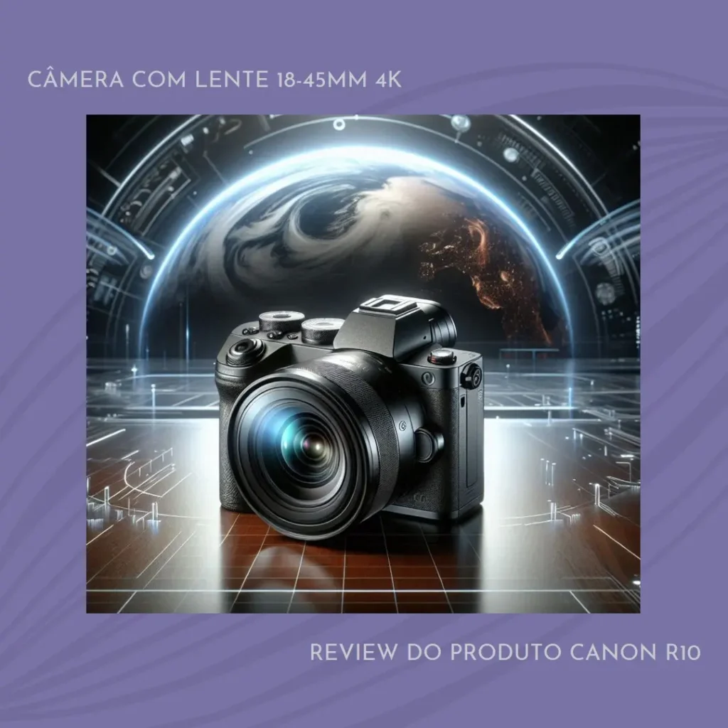 Câmera Canon R10 com lente 18-45mm e vídeo 4K