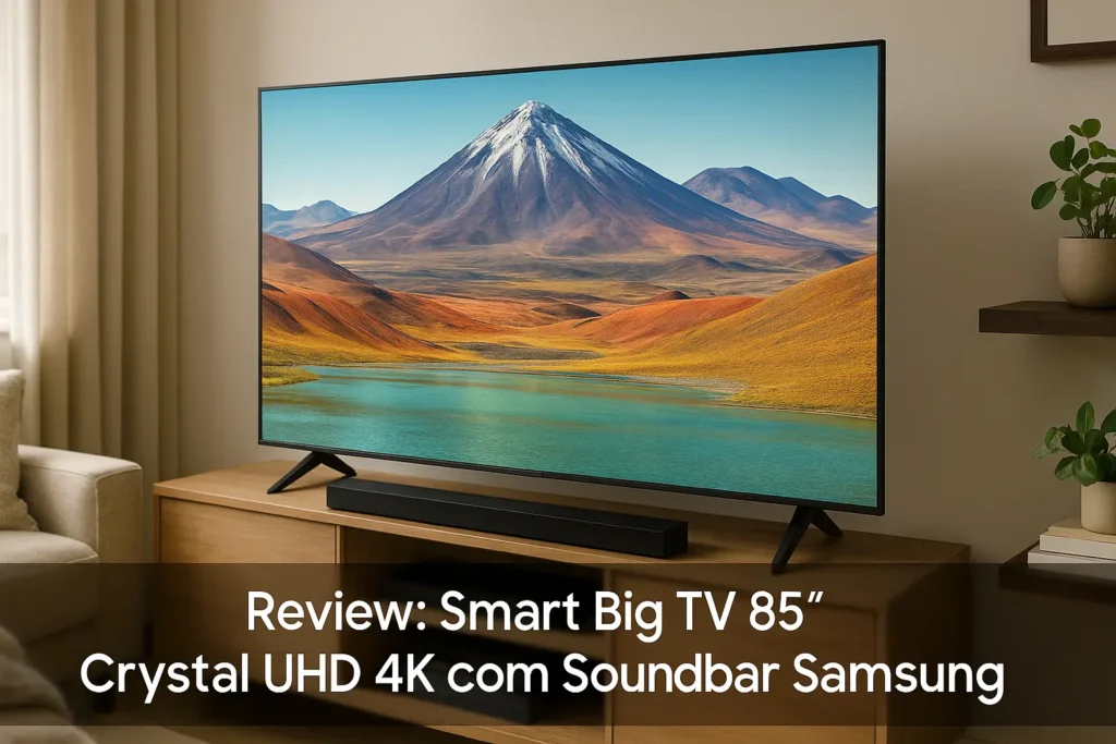 Smart Big TV 85 Crystal UHD 4K com Soundbar Samsung