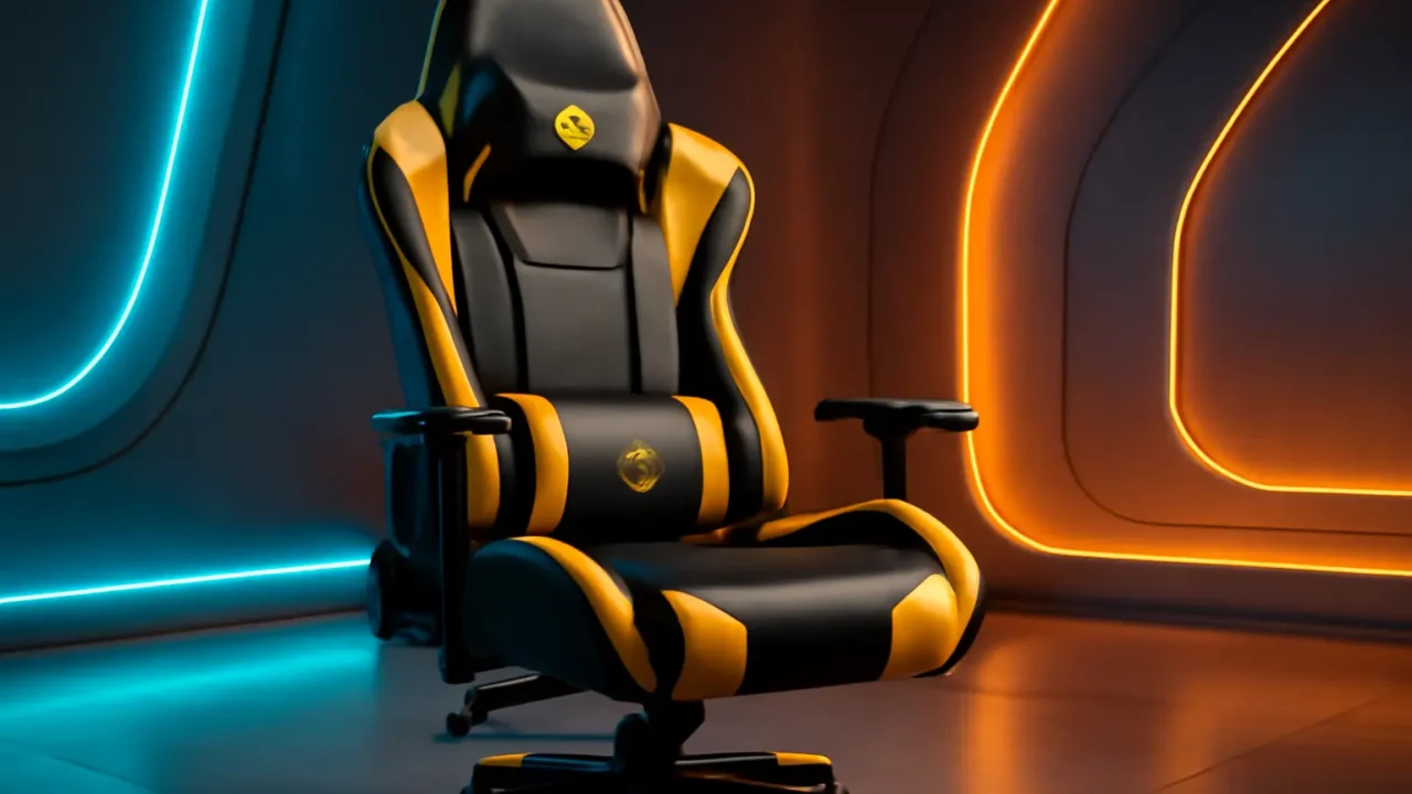 Moob Cadeira Gamer Reclinável GT Racer Com Almofadas para Lombar e Pescoço Preto/Amarelo