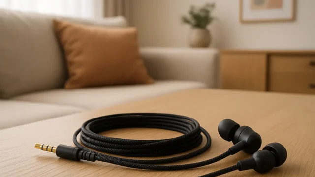 Cabo intra-auricular CTM 50” trançado preto: durabilidade e performance sonora