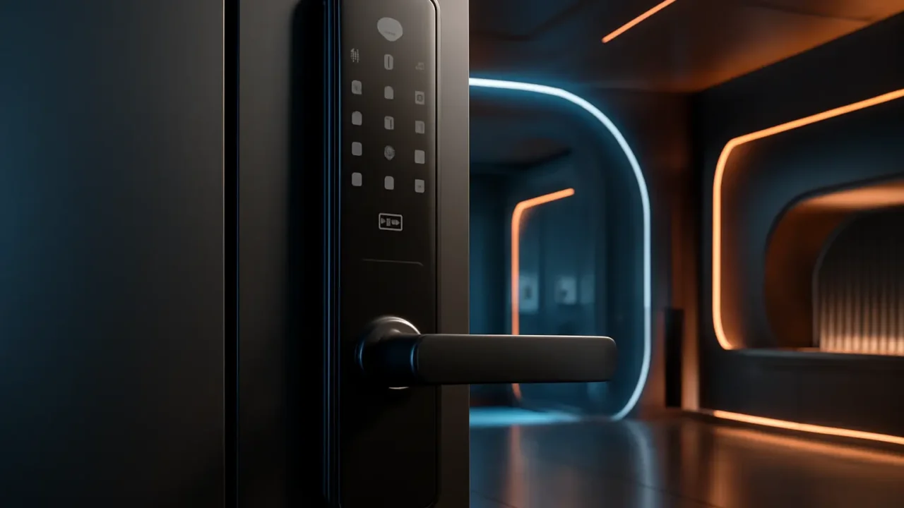 Fechadura Digital SL100 Smart Lock Embutida Com Senha E Cartão Preta