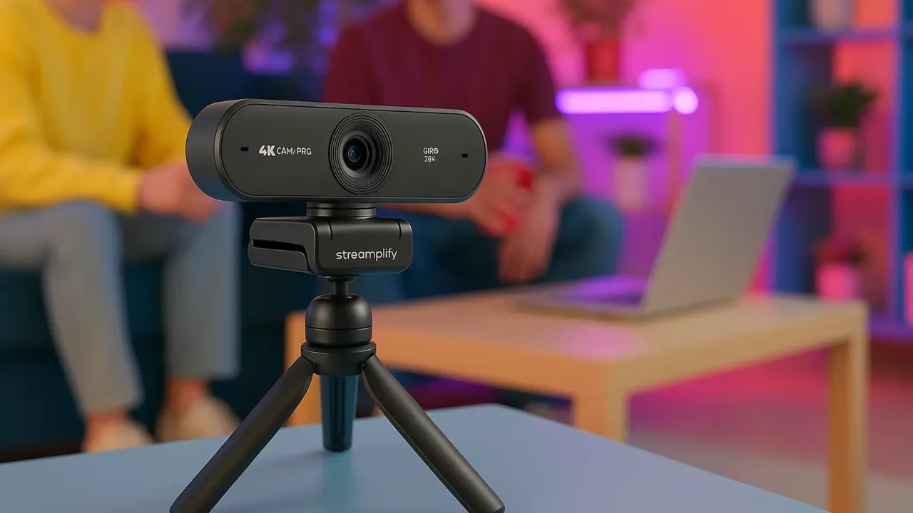 Webcam 4K Cam Pro Streamplify com Giro 360° e Tripé Incluso