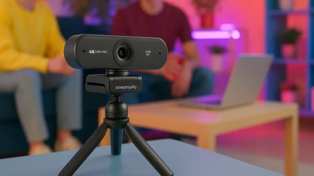 Webcam 4K Cam Pro Streamplify com Giro 360° e Tripé Incluso