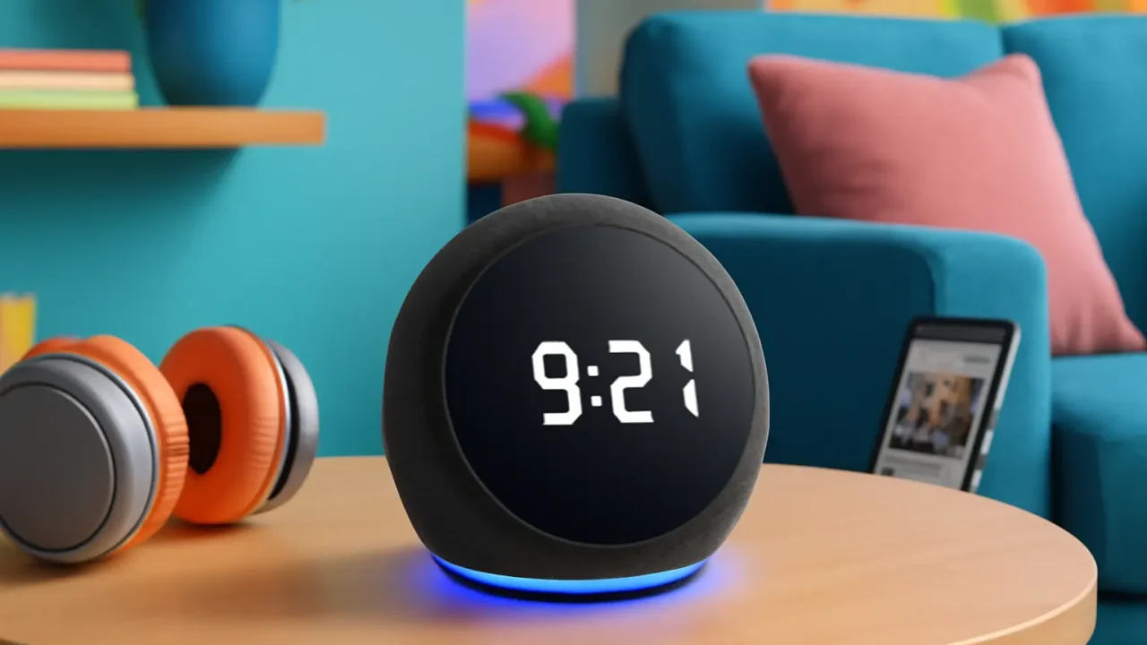 Echo Spot com Alexa | Despertador inteligente com som vibrante