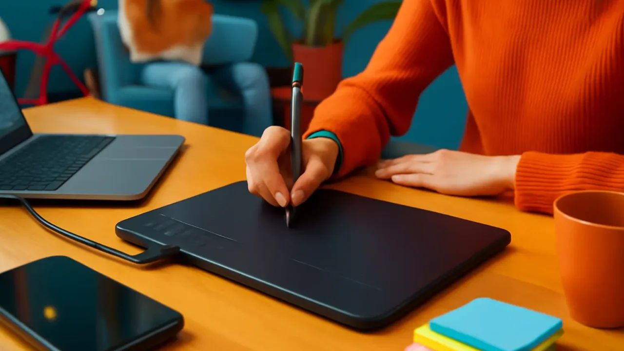 HUION HS611: Tablet Gráfico com Teclas Multimídia e Stylus Precisa