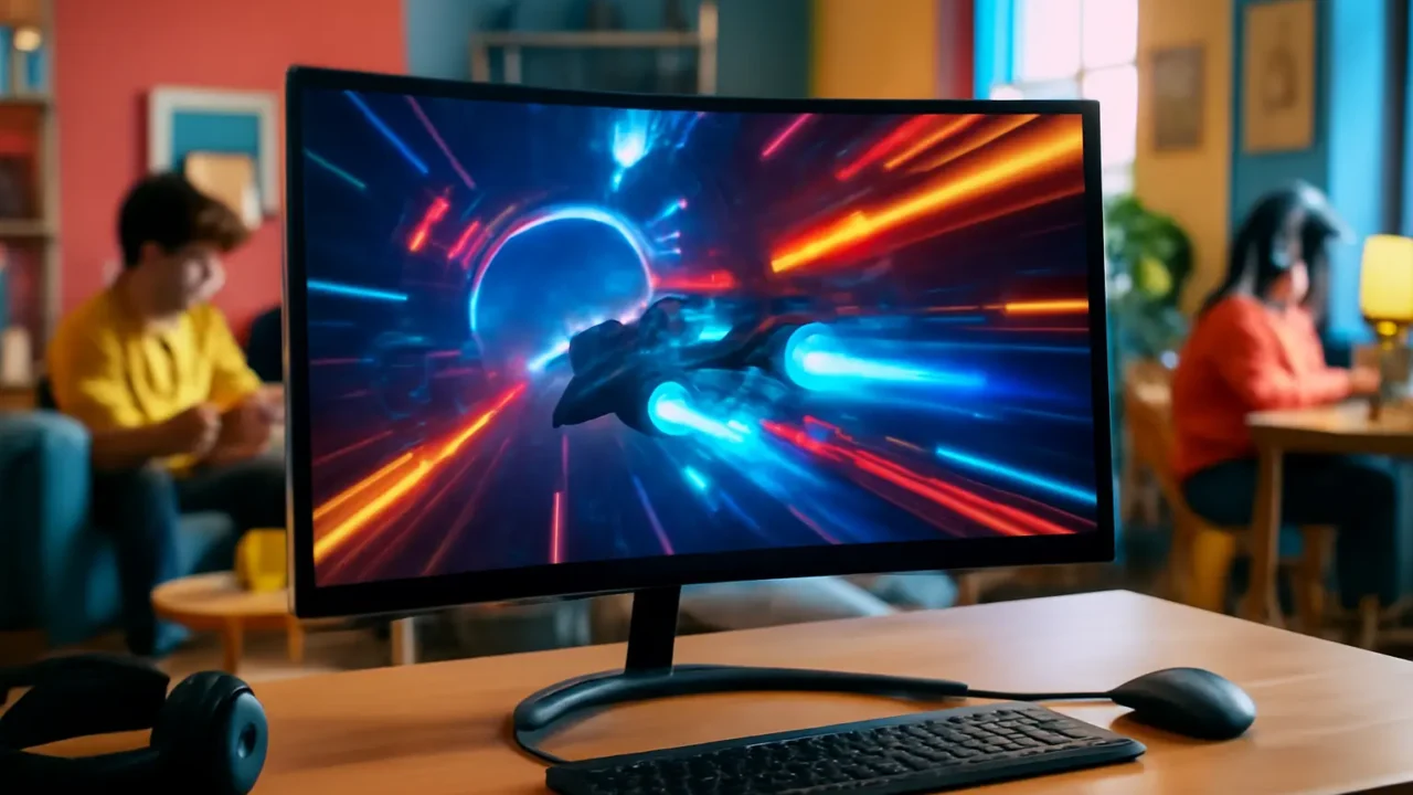 Monitor Curvo 27 Polegadas 100Hz Full HD LED – Tela 1500R, 1MS, 98% sRGB, HDMI/VGA, Adaptive Sync, Ajuste de Inclinação e Filtro de Luz Azul para Jogos e Home Office