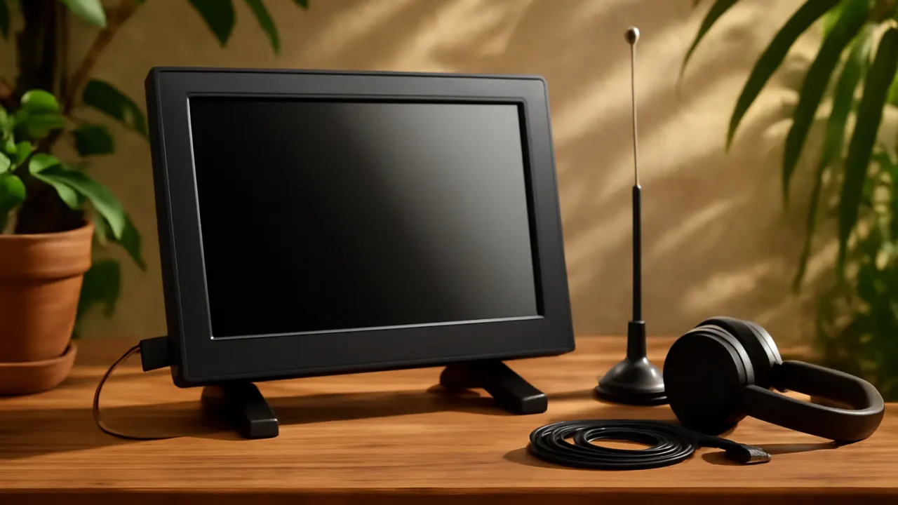 TV Digital Portátil LED 14 Polegadas com Entrada USB, AV, Antena, Fone de Ouvido Monitor Versátil