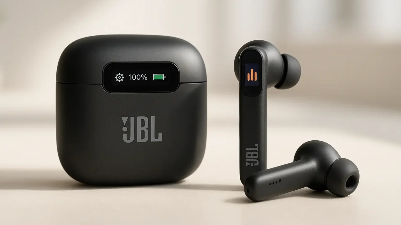 JBL Live Beam 3: Cancelamento de Ruído e Tela Inteligente