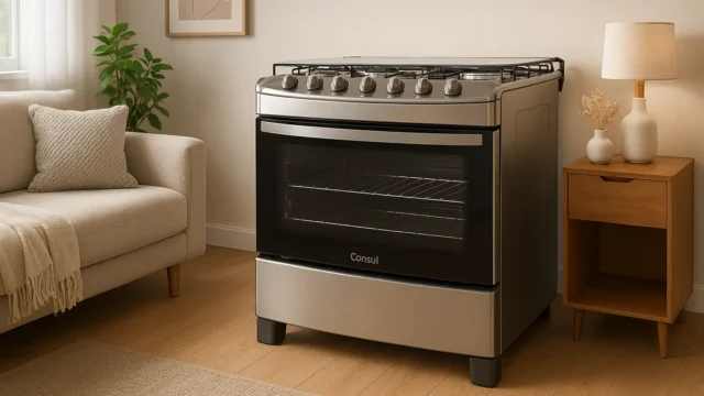 Fogão Consul 5 bocas Inox com botões removíveis