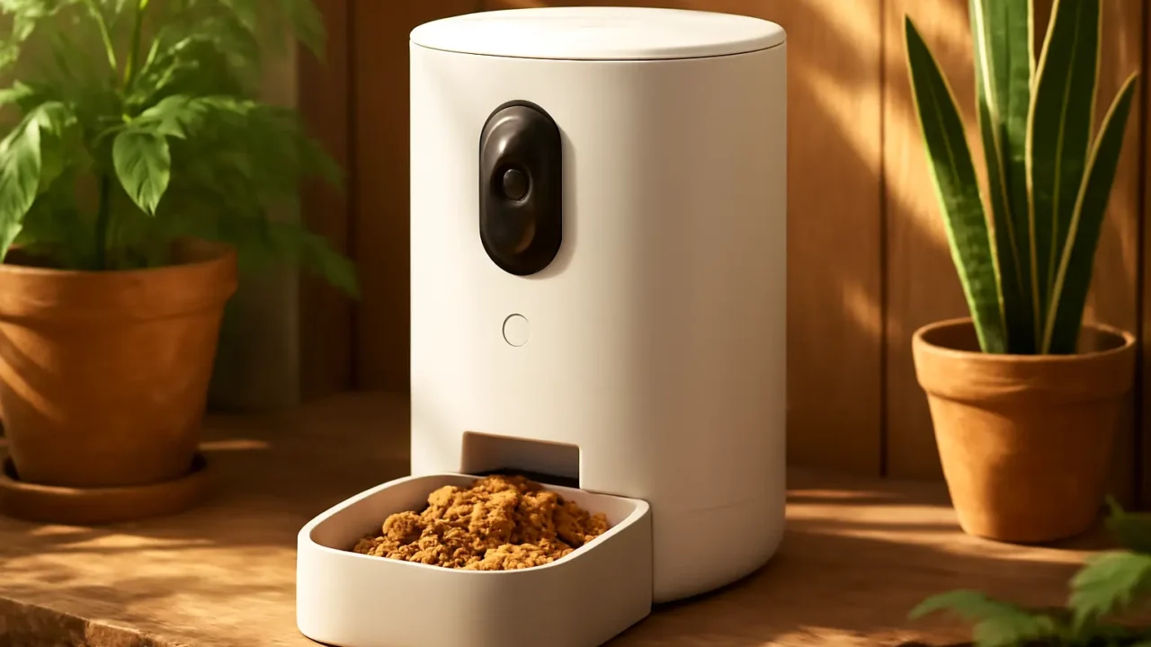 Alimentador Pet Gato Cão Automático WiFi Câmera Smart Dispensador de Ração Automático com Câmera e Áudio (4L)