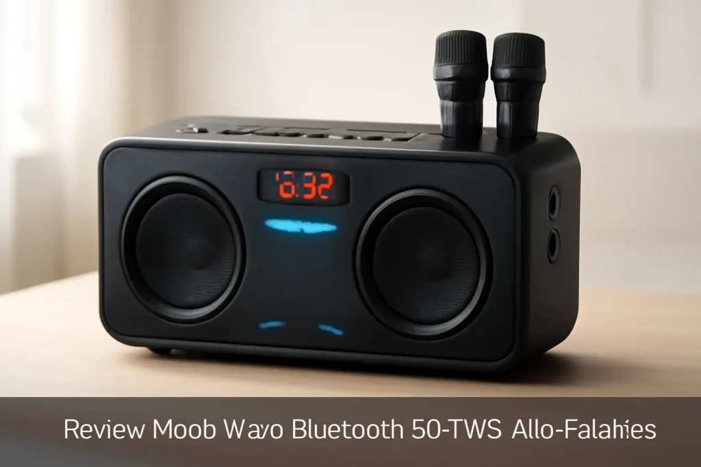 Caixa de Som Moob Wave Bluetooth 5.0 TWS 2 Alto-Falantes Painel LED e Entrada para 2 Microfones 500W