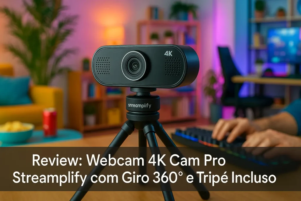 Webcam 4K Cam Pro Streamplify com Giro 360° e Tripé Incluso