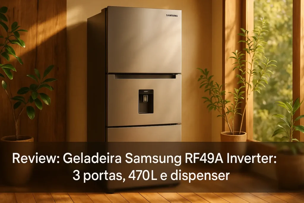 Geladeira Samsung RF49A Inverter: 3 portas, 470L e dispenser
