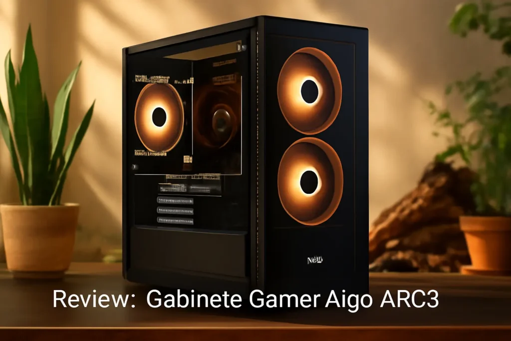 Gabinete Gamer Aigo ARC3 | Mid-Tower | Tipo Aquário | Vidro Panorâmico | Preto