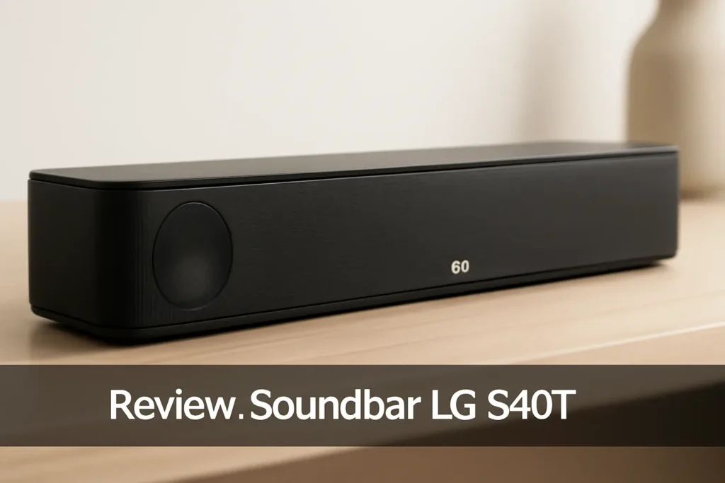 Soundbar LG S40T – 300W RMS, Conexão Bluetooth, 2.1 Canais, AI Sound Pro, Wow Interface, Sem fios, Conexões Múltiplas