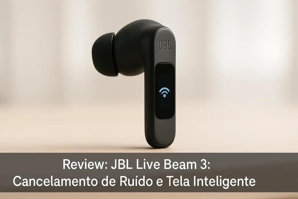 JBL Live Beam 3: Cancelamento de Ruído e Tela Inteligente