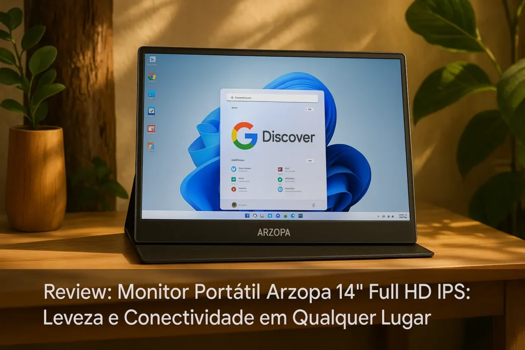 Monitor Portátil Arzopa 14" Full HD IPS: Leveza e Conectividade em Qualquer Lugar