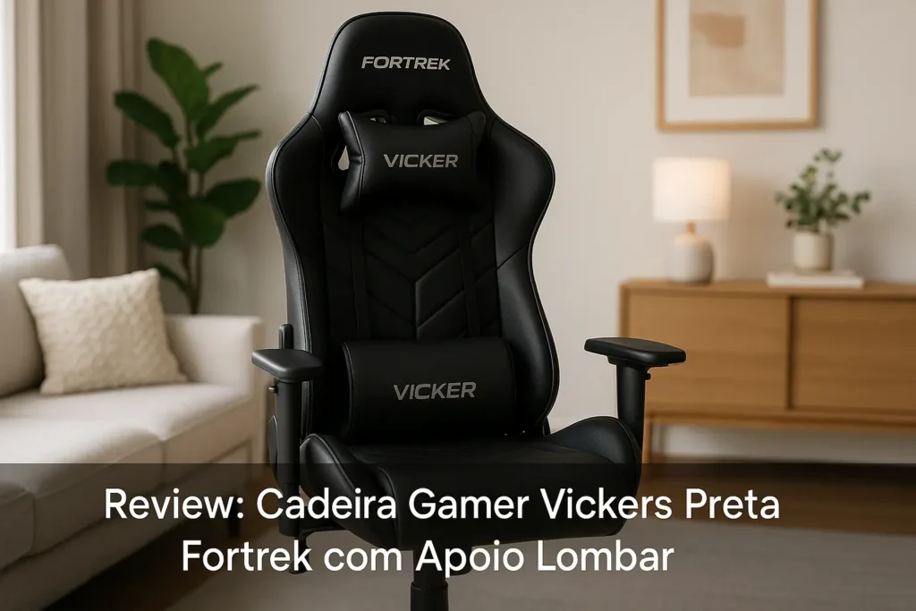 Cadeira Gamer Vickers Preta Fortrek com Apoio Lombar