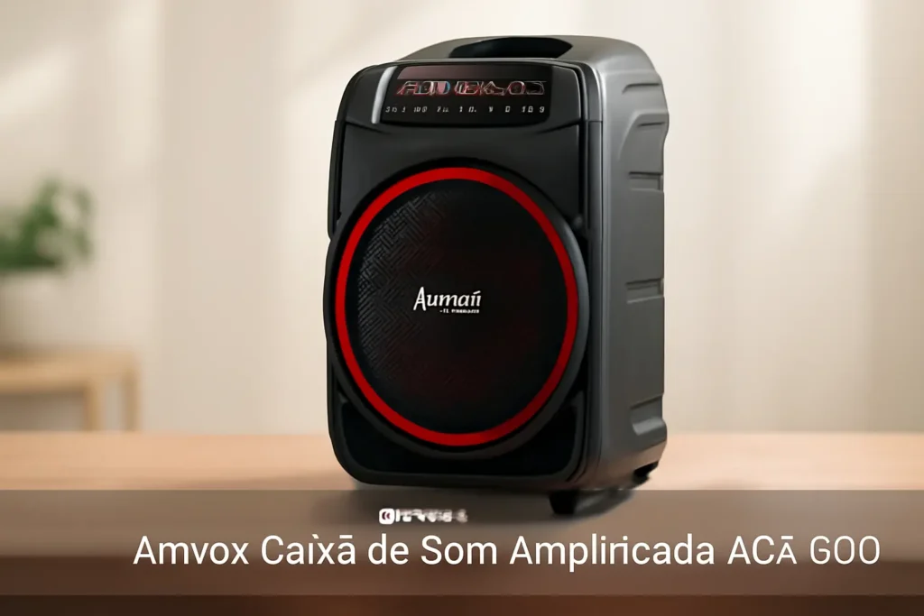 Amvox Caixa de Som Amplificada ACA 600 Bagvox Red: 600W RMS, Bluetooth, Equalizador, USB, Bateria Recarregável
