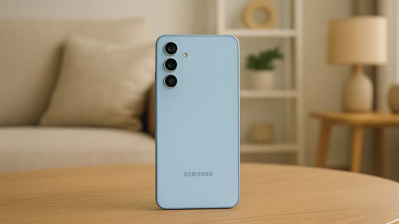 6 smartphones Samsung Galaxy A55 5G azul com nota máxima dos usuários em 2025