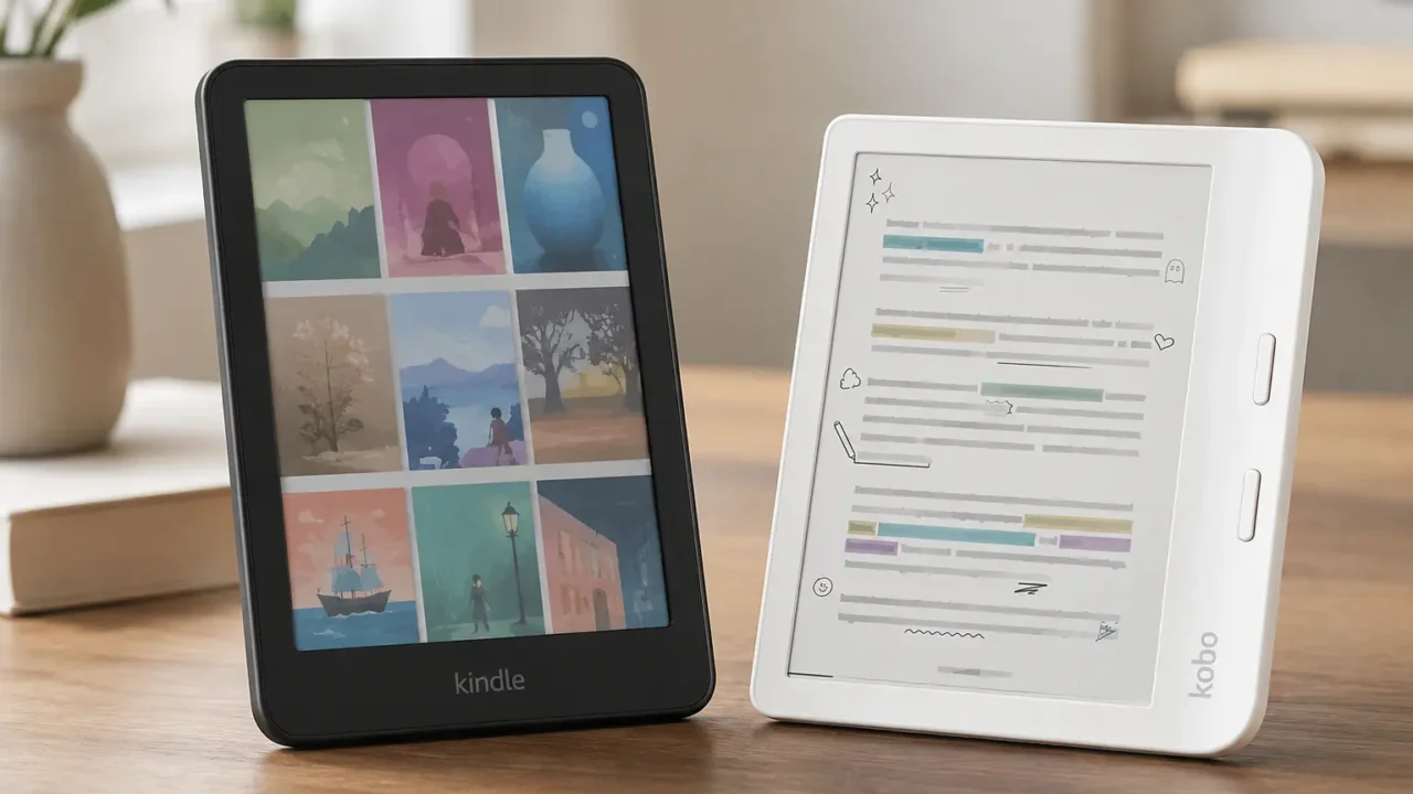 Kindle Colorsoft ou Kobo Libra Colour: toque, botões ou caneta?