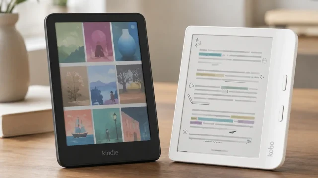 Kindle Colorsoft ou Kobo Libra Colour: toque, botões ou caneta?