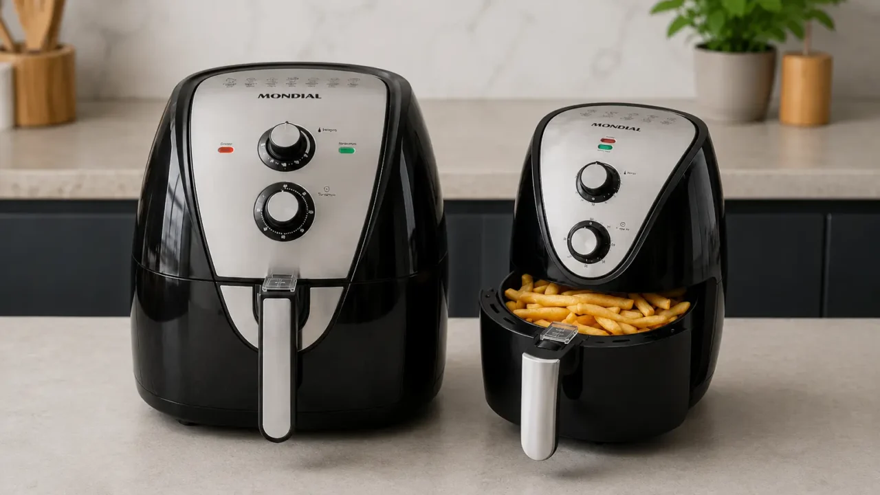 Air fryer Mondial 8L ou 3,5L: porções maiores ou bancada livre