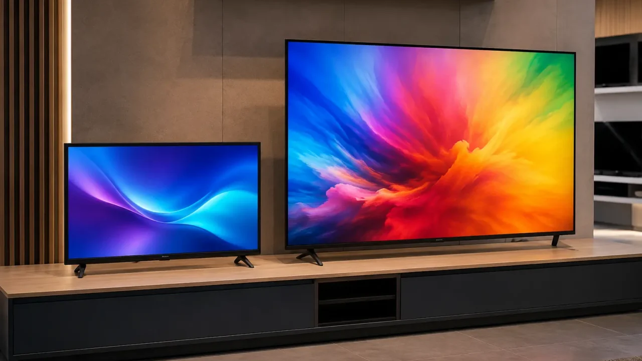 Samsung H5000F ou LG QNED70: tamanho da tela muda a escolha