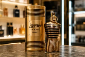 Duas listagens do Le Male Elixir 125ml e a mesma fragrância