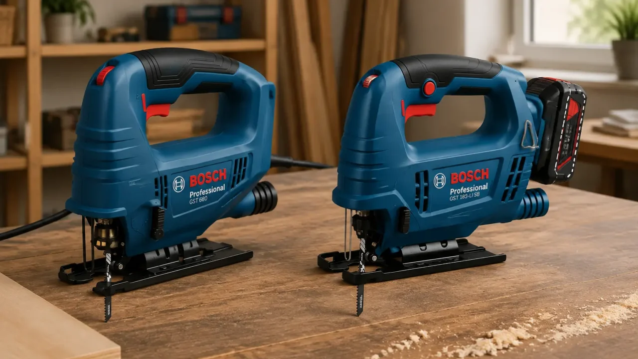 Bosch GST 680 ou GST 183-LI SB: cabo ou bateria no corte
