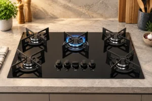Nos cooktops Fischer de 5 bocas, trempes e queimadores definem o perfil