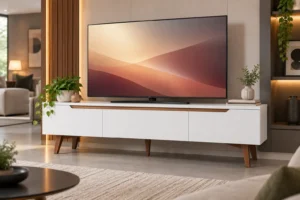 Rack, suspenso ou estante home: o móvel muda a sala da TV grande