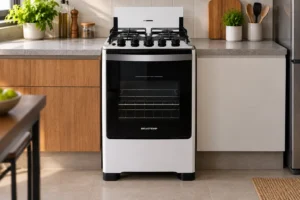 4 fogões de 4 bocas com mesa inox, vidro ou prateleiras ajustáveis