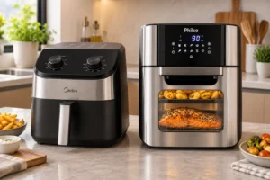 Midea 5,5 L ou Philco 12 L: cesto, forno e capacidade no uso diário