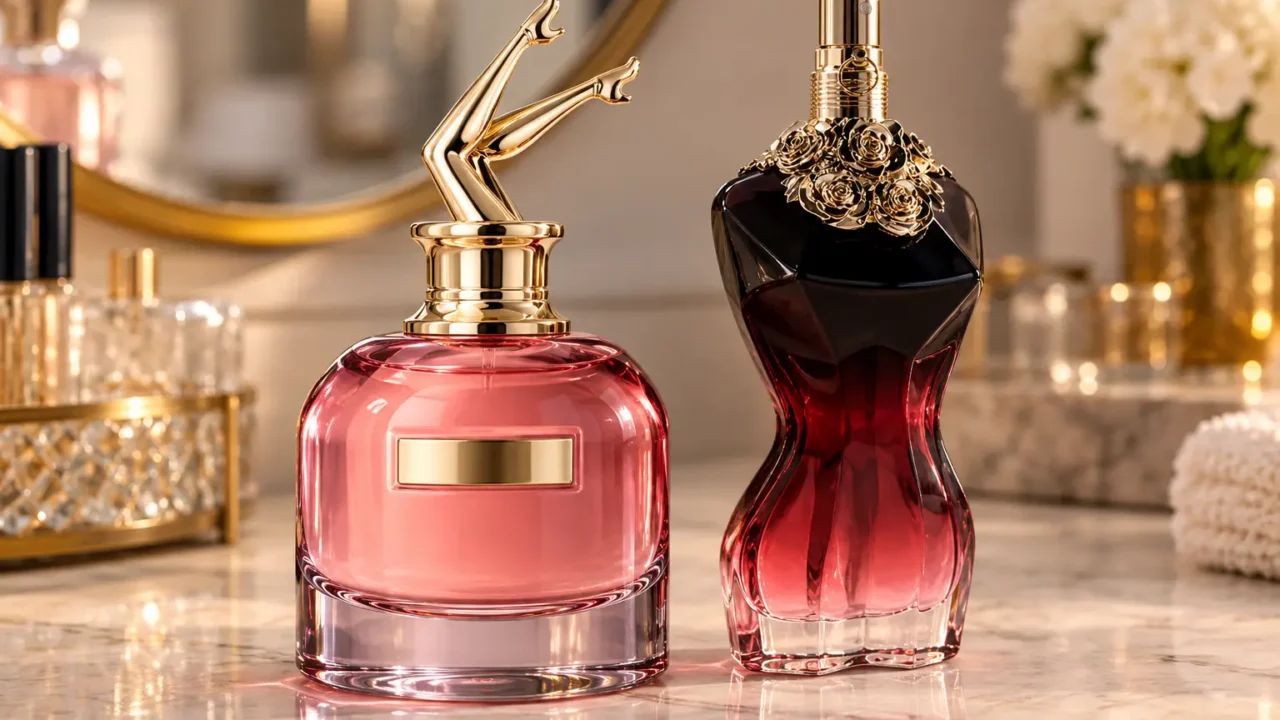 Scandal 80 ml ou La Belle Le Parfum 100 ml: intensidade ou volume